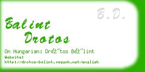 balint drotos business card